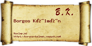 Borgos Kálmán névjegykártya
